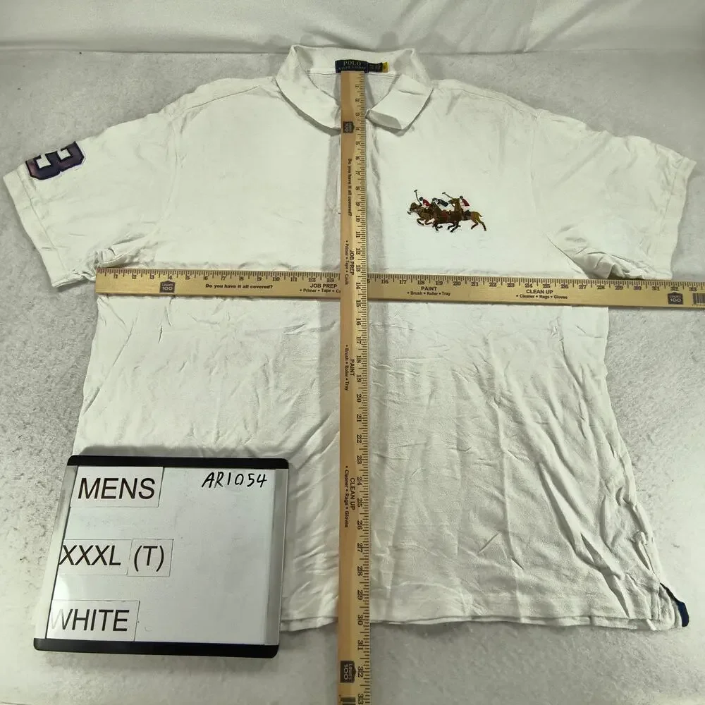 Polo Ralph Lauren Triple Pony Casual Collared Polo Shirt Mens Size 3XLT White
